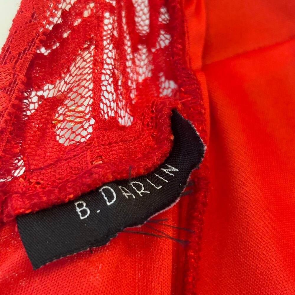B Darlin Red Lace Sequin Prom Dress - Picture 3 of 10